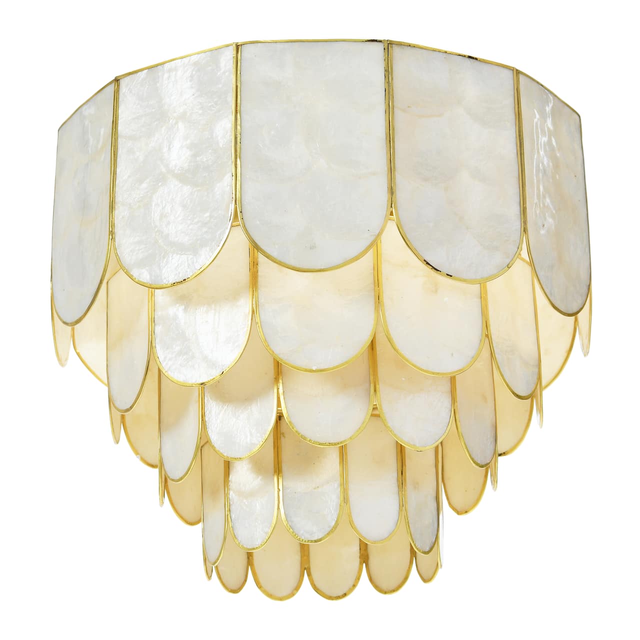 Hello Honey® 14" Round 4-Tier Capiz & Metal Flush Mount Ceiling Light